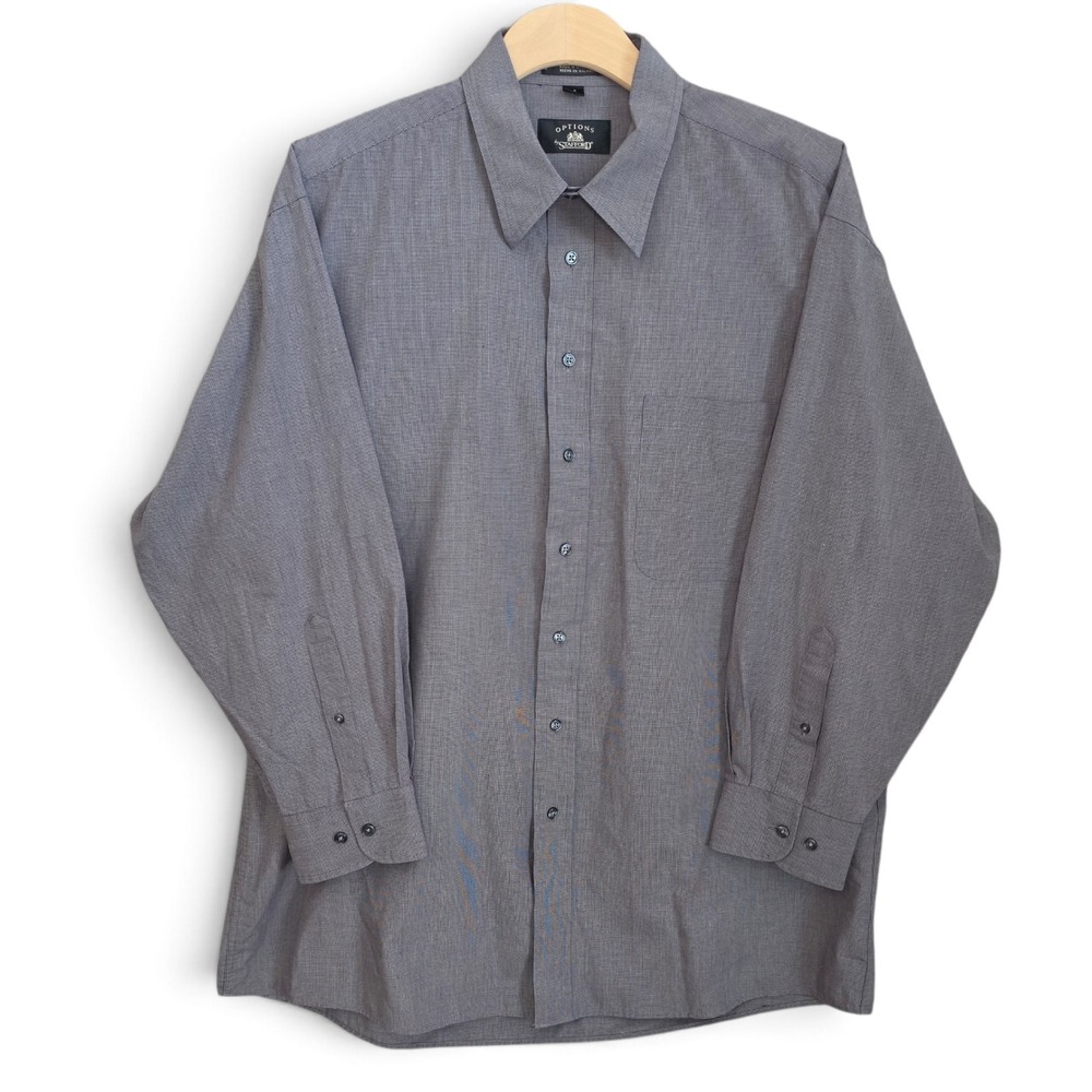 Stafford Dress Shirt Mens 16 32/33 Gray Micro Check Long Sleeve Career Regular